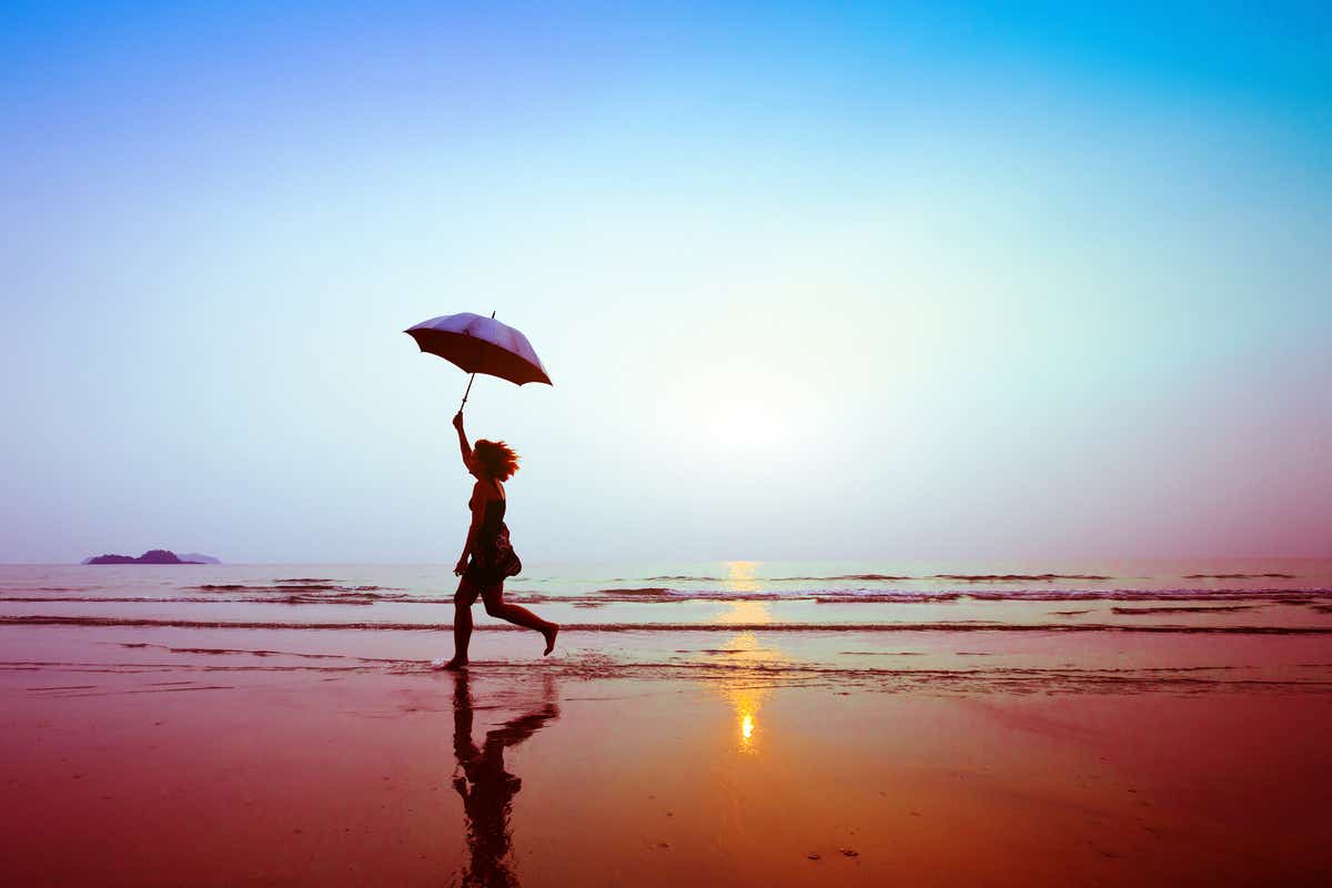 Travel insurance woman on a beach